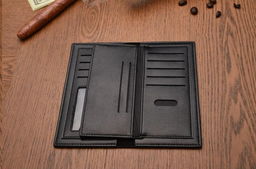 Stylish Slim Long PU leather wallet card holder for girls clutch(Black)