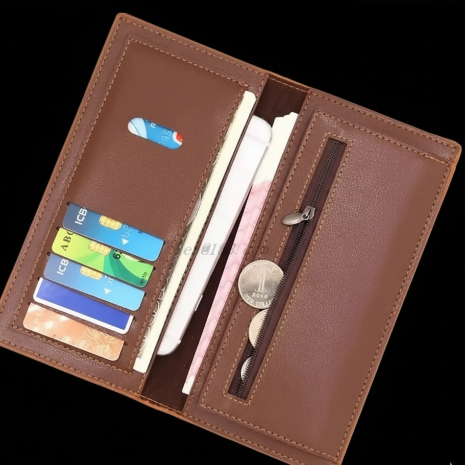 Stylish Slim Long PU leather wallet card holder for girls clutch(Black)